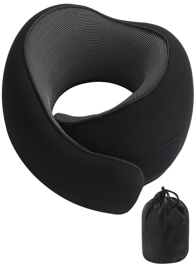 Badink®l Neck Pillow Memory Foam with MagicStrap - Adjustable Ergonomic Travel Pillow for Office/Airplane/Car, Washable Cover, Portable Cervical Support （Black） - Image 1